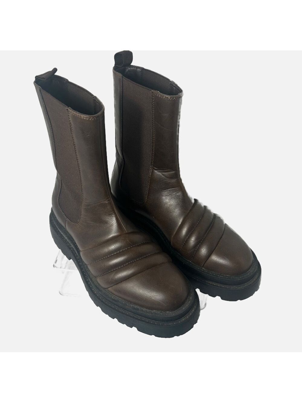 ASOS Design Men’s Stacked Sole Padded Chelsea Boot Faux Leather Cyber Grunge